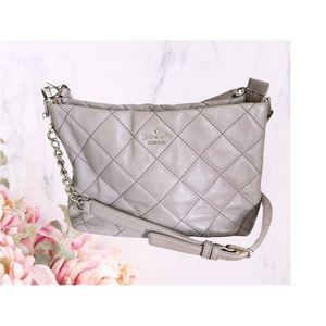 KATE SPADE Purse Handbag Lavender Gray Shoulder Bag Quilted Leather